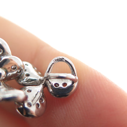 925 Sterling Silver Real Baroque Pearl & C Z Floral Charm Pendant