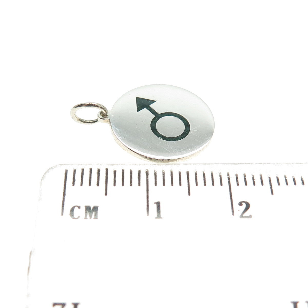925 Sterling Silver Black Enamel Female Symbol Minimalist Round Tag Pendant