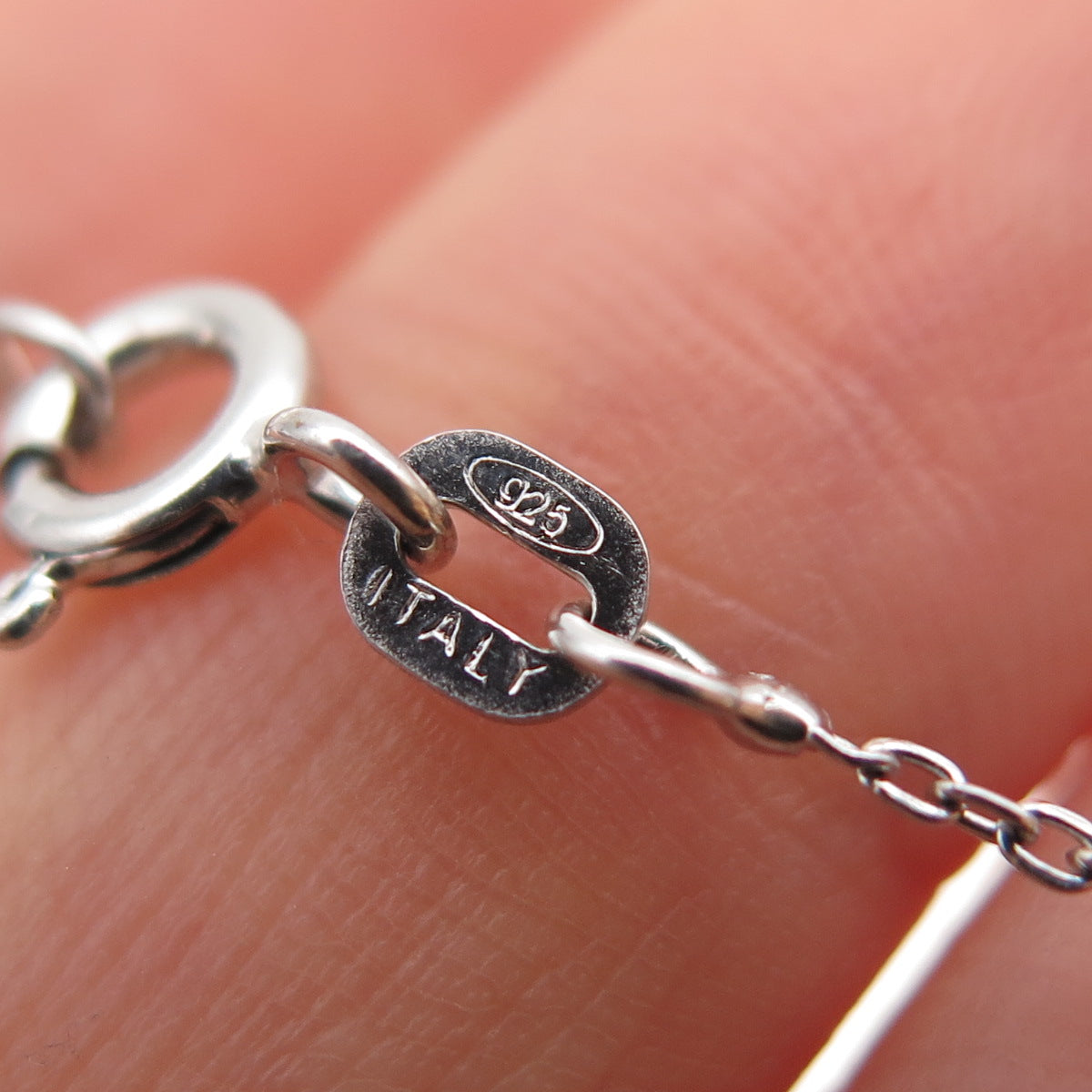 925 Sterling Silver Vintage Italy Real Pearl By The Yard Chain Necklace 16"