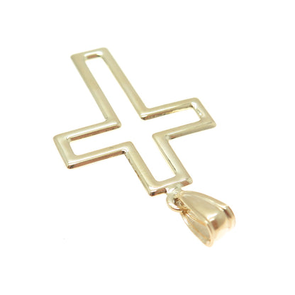 14K Yellow Gold Open Cross Religious Charm Pendant