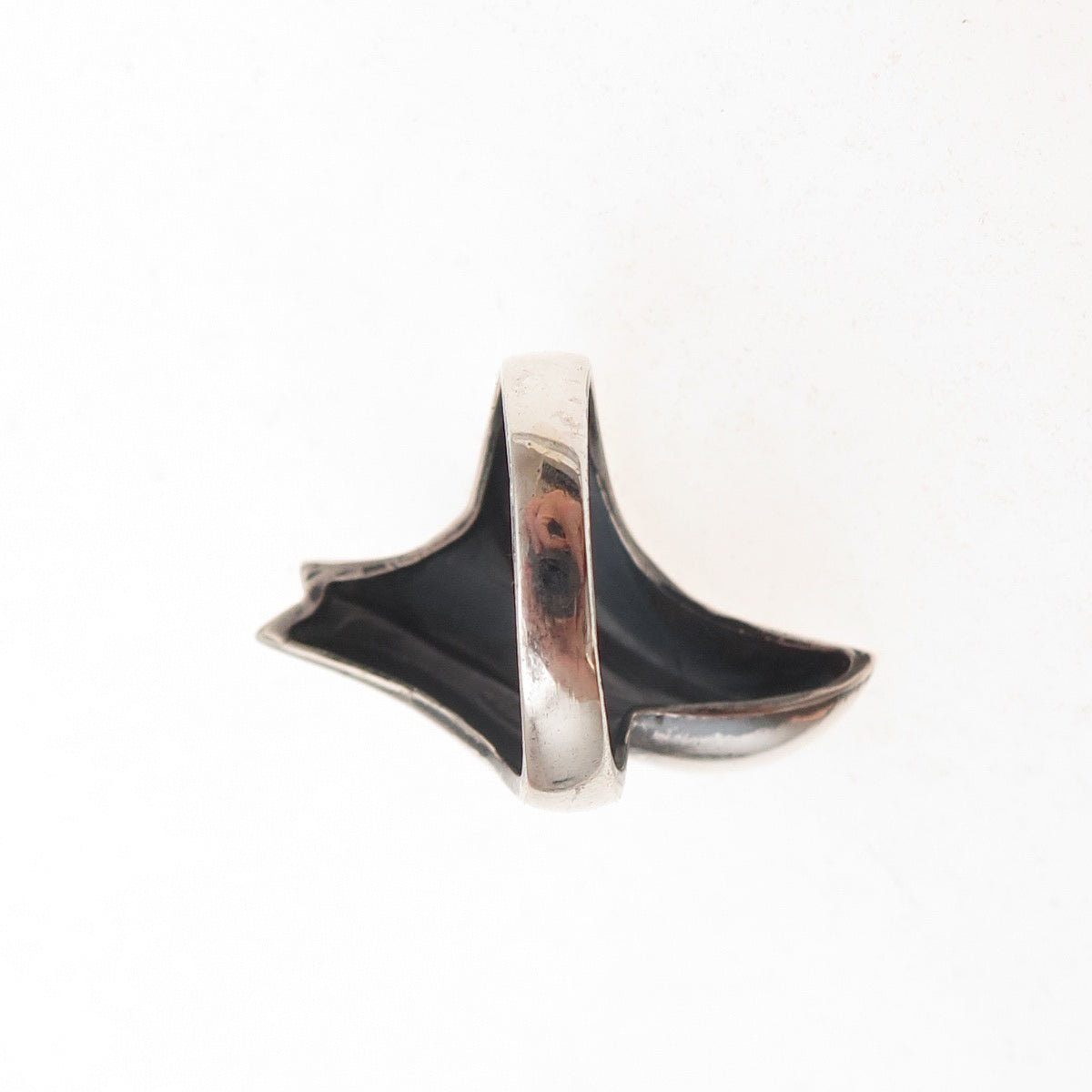 925 Sterling Silver Vintage Modernist Bypass Oxidized Ring Size 4.75