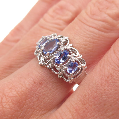 Chuck Clemency 925 Sterling Silver Real Oval-Cut Tanzanite Ring Size 8