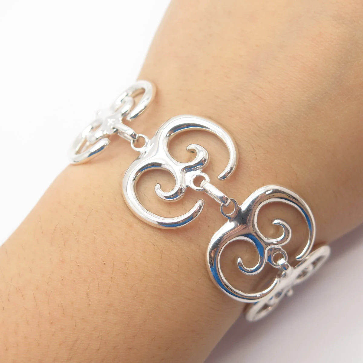 925 Sterling Silver Vintage Robert Lee Morris Ornate Link Bracelet 7"