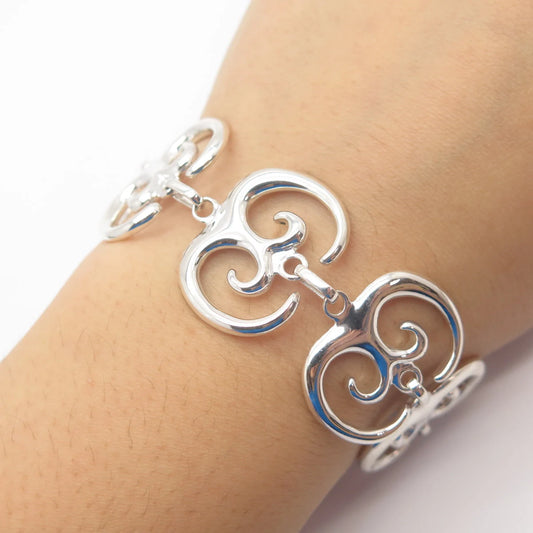 925 Sterling Silver Vintage Robert Lee Morris Ornate Link Bracelet 7"