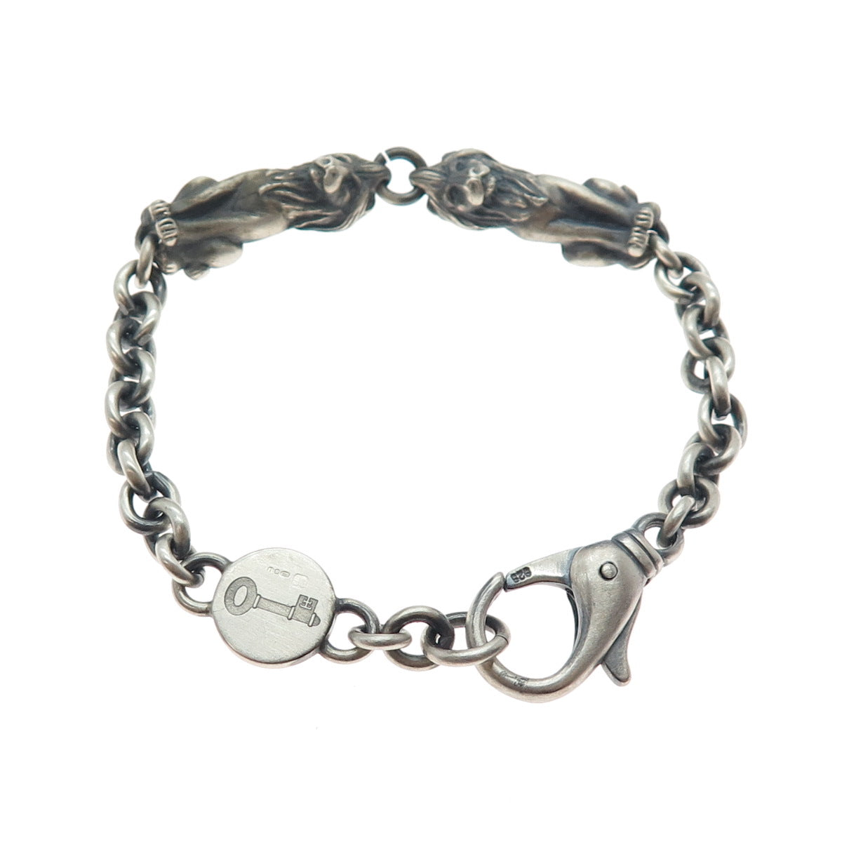 Theo Fennell 925 Sterling Silver Vintage London Leo Zodiac Oxidized Bracelet 6"