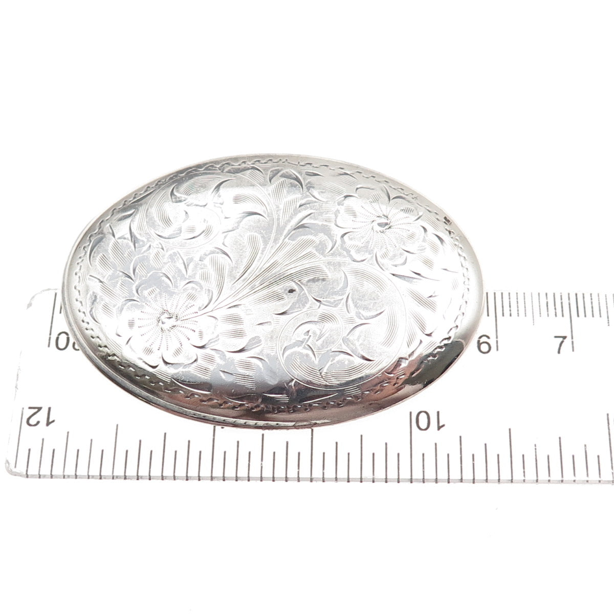 Burkhardt 925 Sterling Silver Antique Art Deco Engraved Floral Pin Brooch