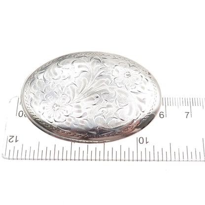 Burkhardt 925 Sterling Silver Antique Art Deco Engraved Floral Pin Brooch