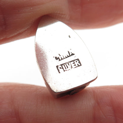 925 Sterling Silver Antique China Laundry Iron 3D Mini Charm Pendant