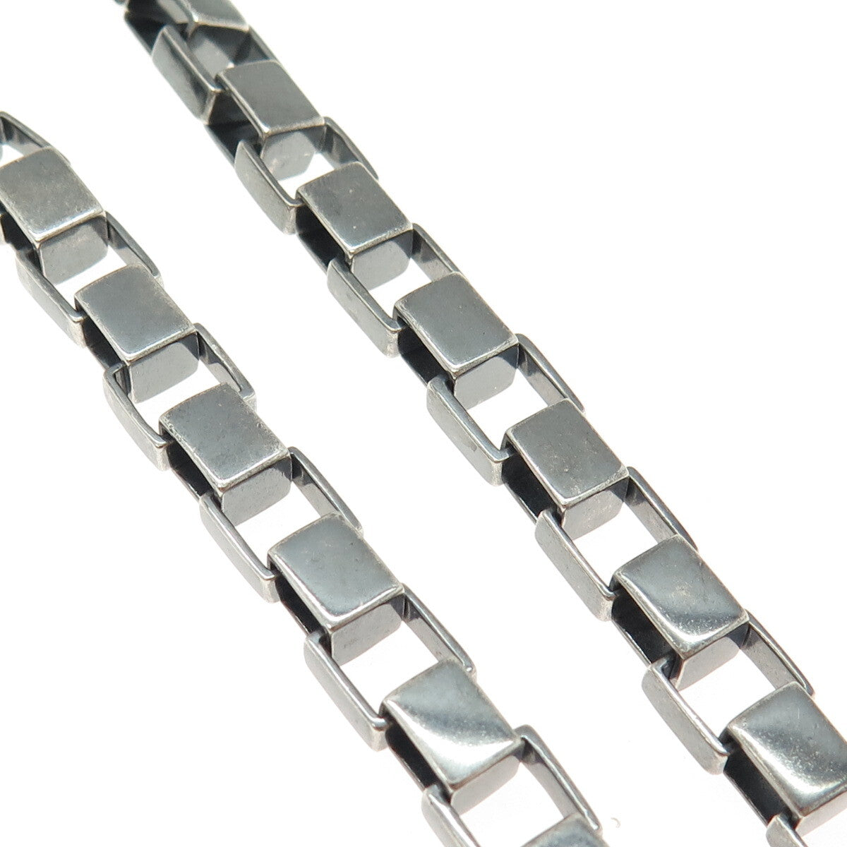 COACH 925 Sterling Silver Vintage Large Box Chain Oxidized Necklace 16"