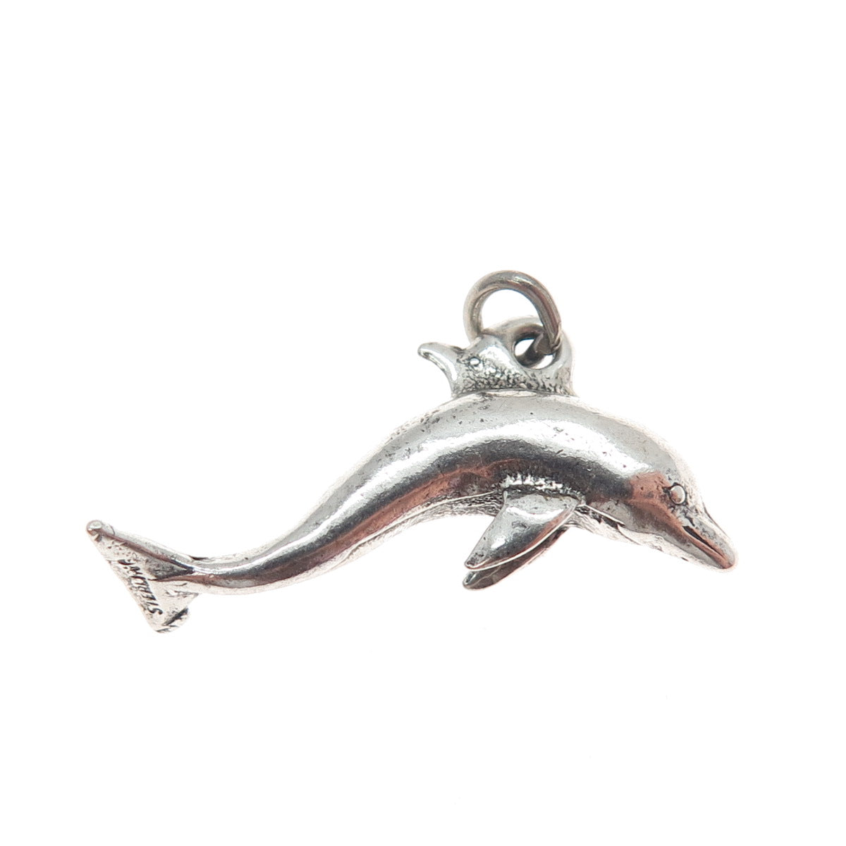 925 Sterling Silver Vintage Dolphin 3D Charm Pendant