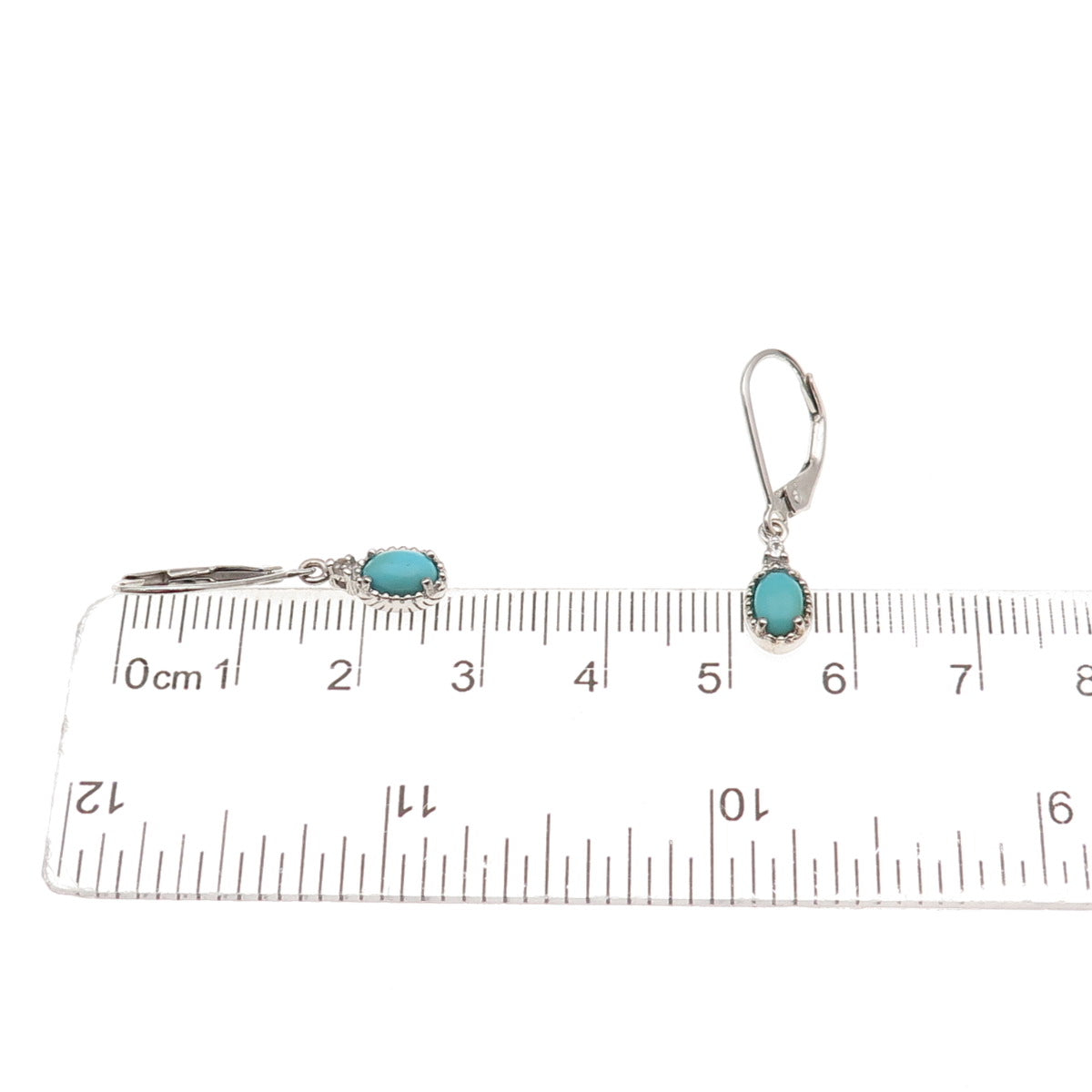925 Sterling Silver Real Sleeping Beauty Turquoise Dangle Earrings