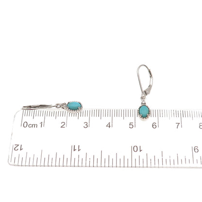 925 Sterling Silver Real Sleeping Beauty Turquoise Dangle Earrings