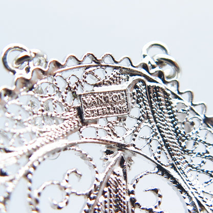 925 Sterling Silver Vintage Van Lou Filigree Pendanr