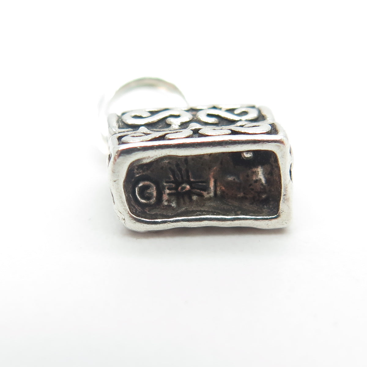 SUNWEST 925 Sterling Silver Vintage Treasure Chest Minimalist Charm Pendant