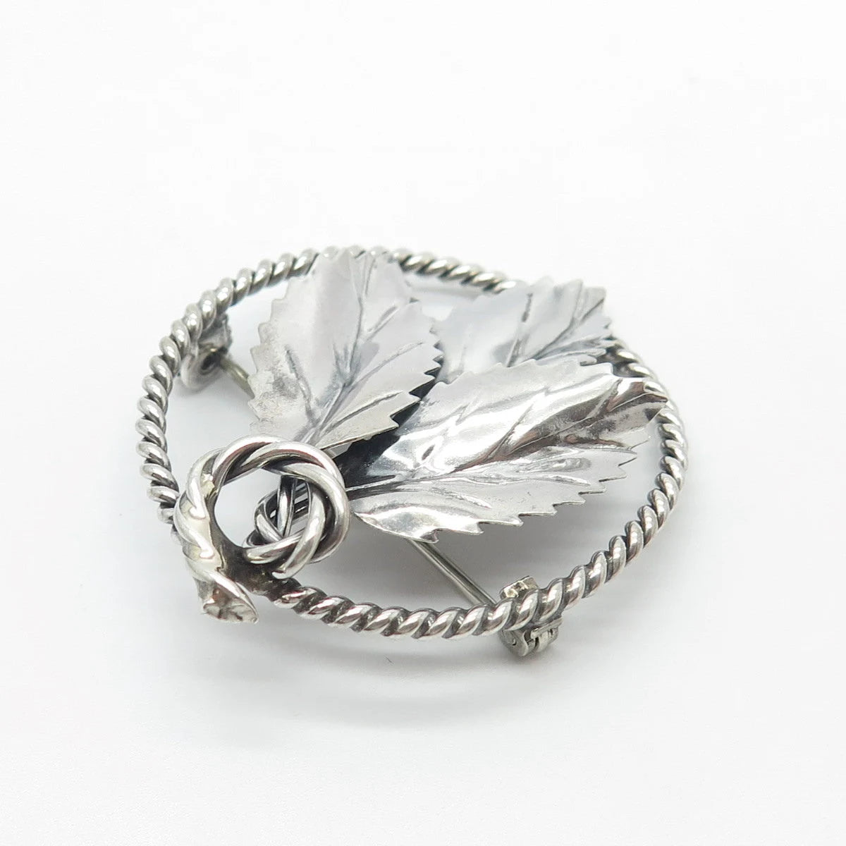 925 Sterling Silver Vintage Leaf Pin Brooch