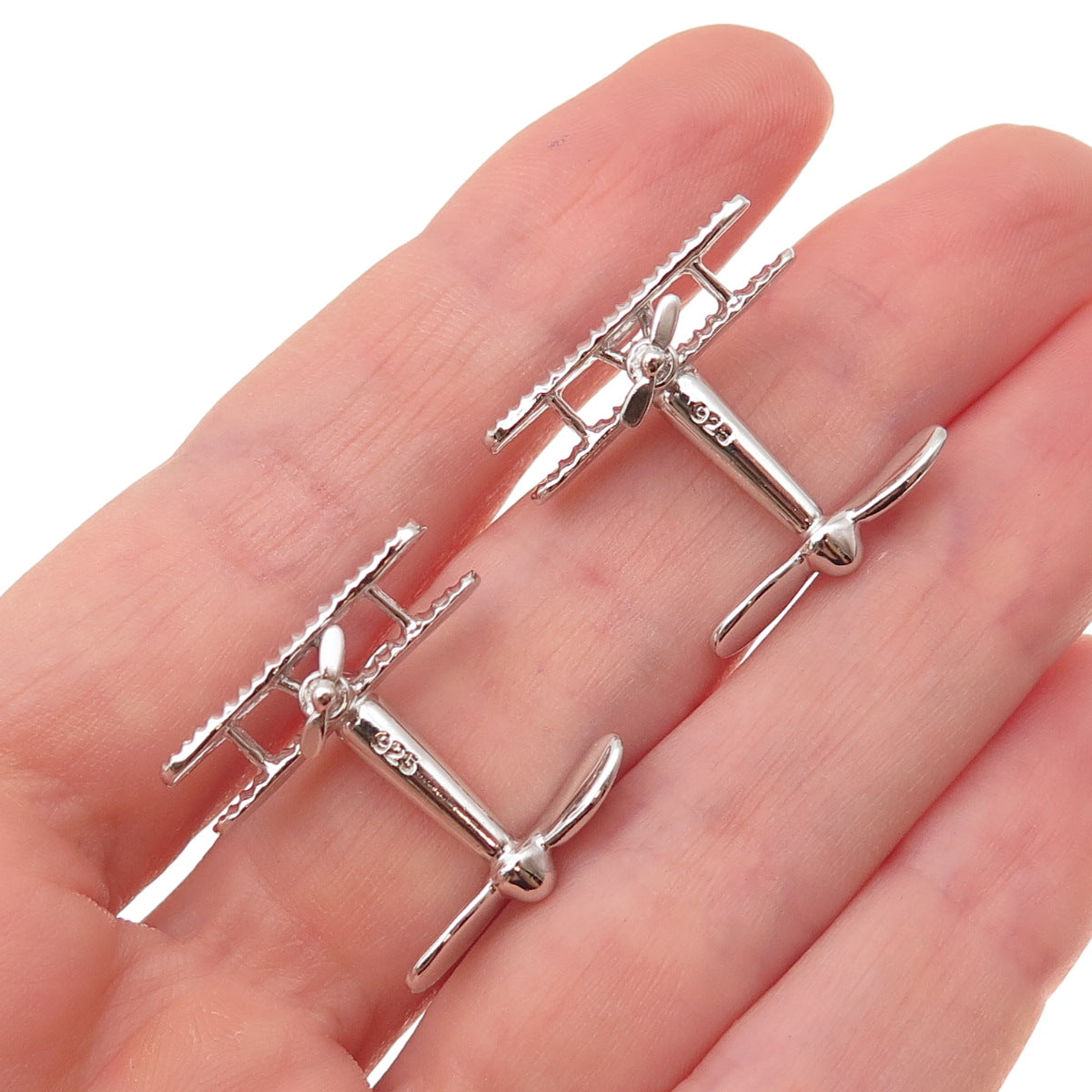 B.A. Ballou 925 Sterling Silver Vintage Airplane Cufflinks