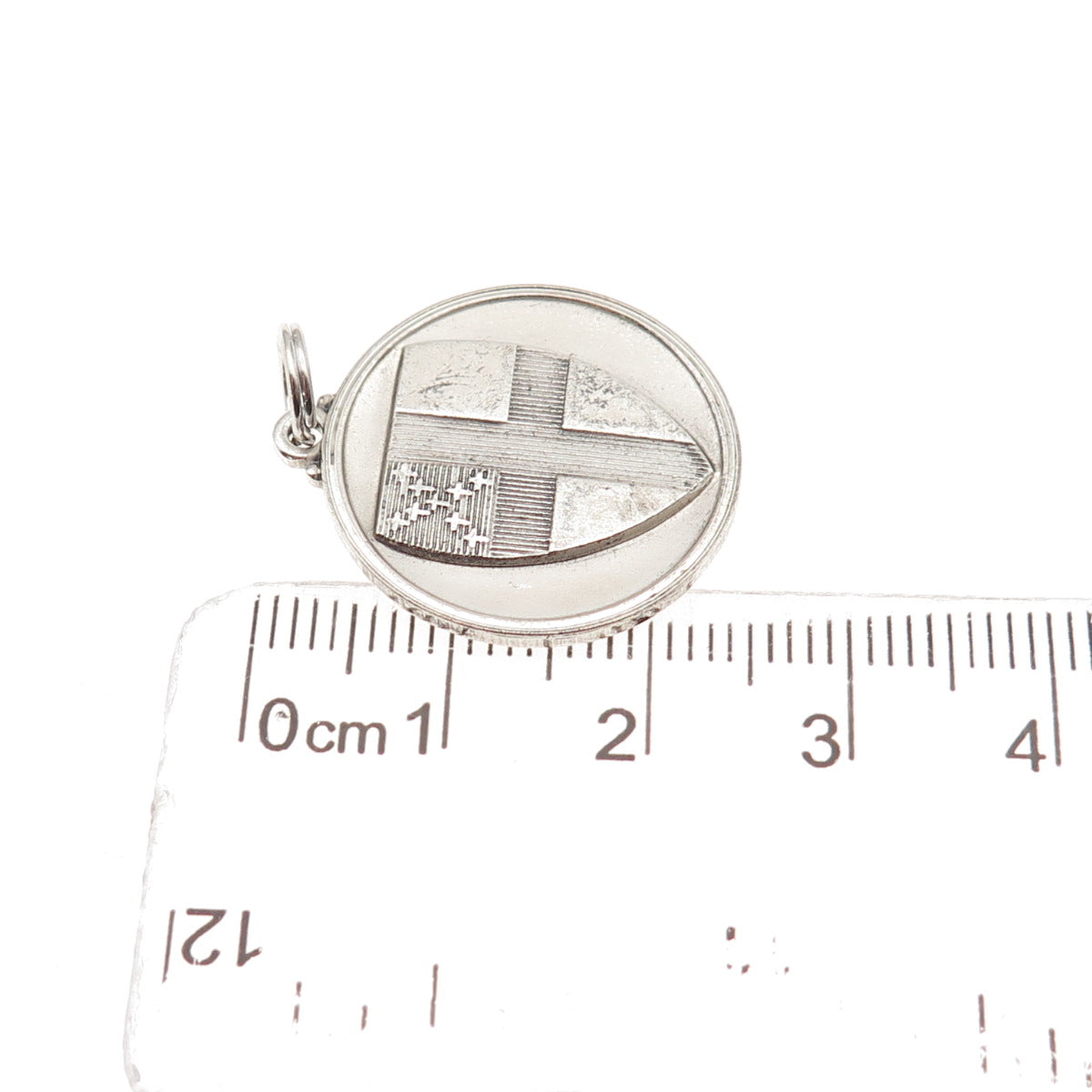 Theda 925 Sterling Silver Vintage Cross Shield Episcopalian Charm Pendant