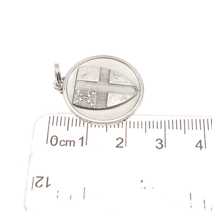 Theda 925 Sterling Silver Vintage Cross Shield Episcopalian Charm Pendant
