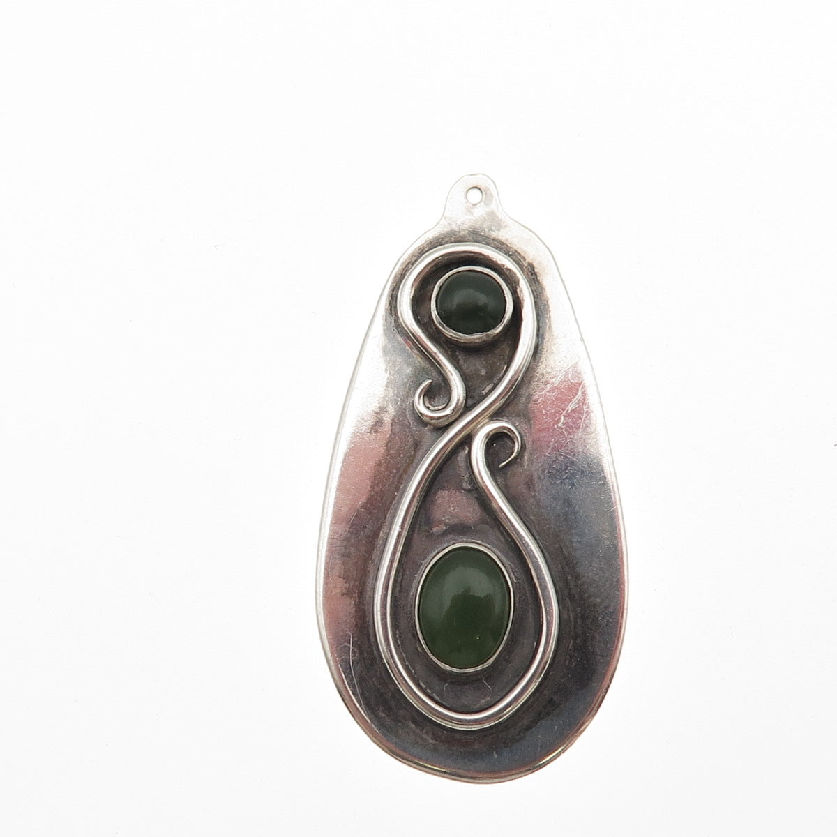 Stanley Bain Navajo Old Pawn Sterling Silver Vintage Southwestern Jade Pendant