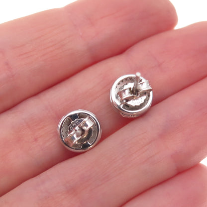 925 Sterling Silver Real Round-Cut Diamond Stud Earrings