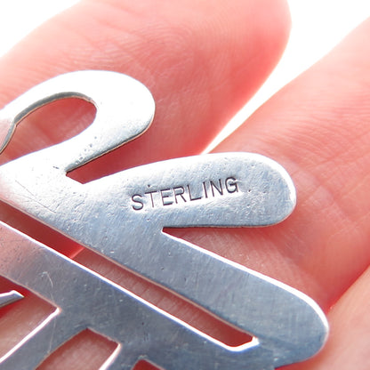925 Sterling Silver Vintage Engraved Fortune Chinese Character Charm Pendant