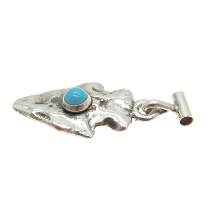 Old Pawn Sterling Silver Vintage Turquoise Snake Eye Arrow Mini Slide Pendant