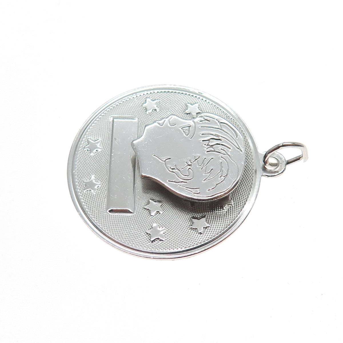 MARK MERCY 925 Sterling Silver Vintage Boy Double Layered Charm Pendant