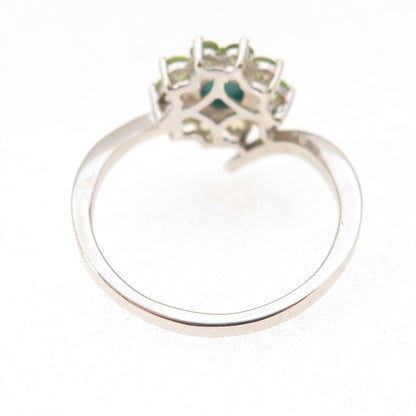 Chuck Clemency 925 Sterling Silver Real Turquoise & Peridot Floral Ring Size 8