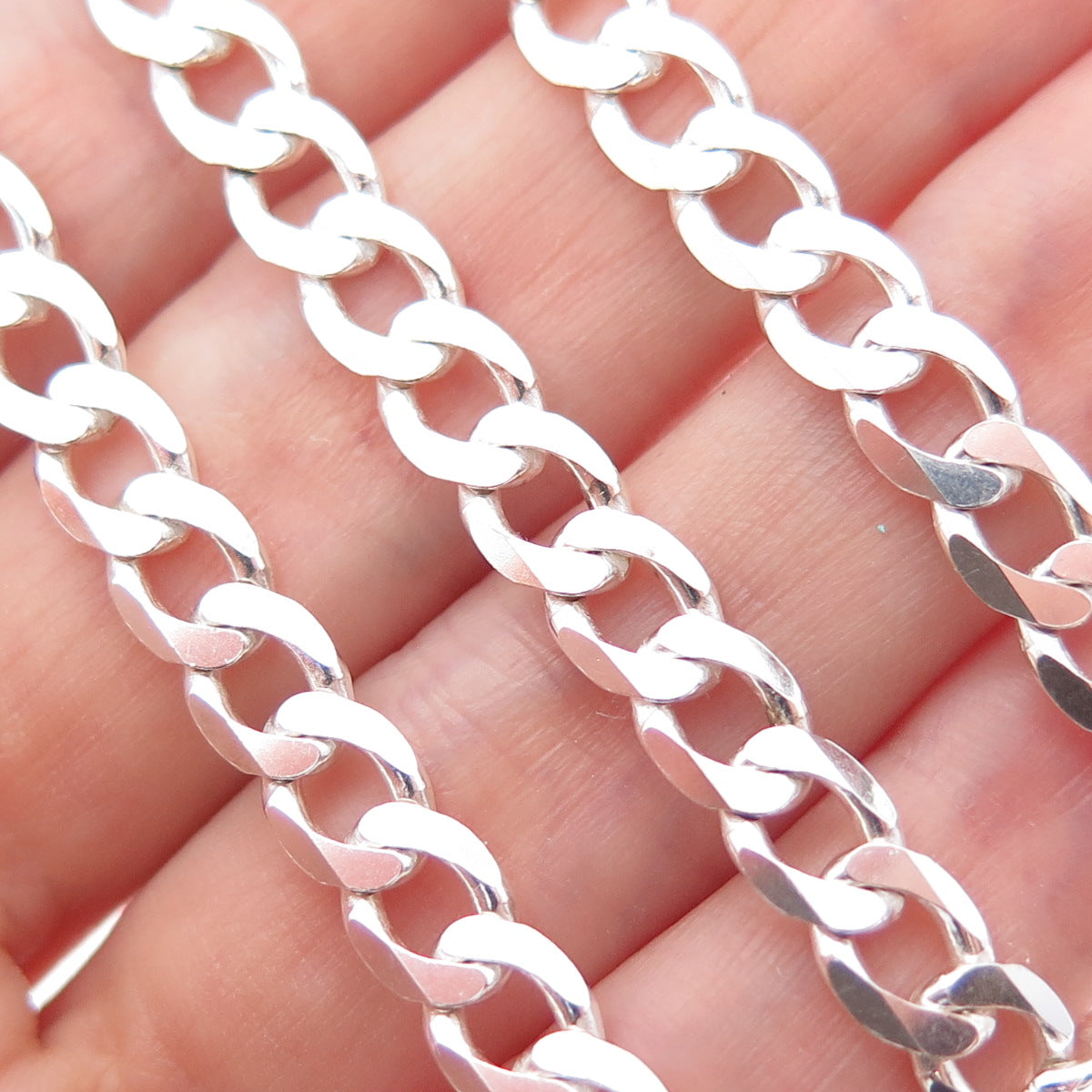 925 Sterling Silver Vintage Italy Curb Chain Necklace 24"