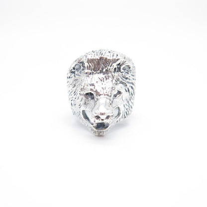 925 Sterling Silver Vintage Lion Ring Size 8.25