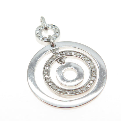 925 Sterling Silver Real Round-Cut White Diamond Multi-Circle Pendant