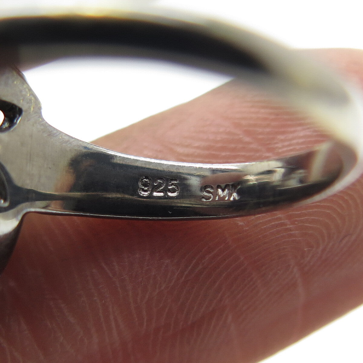 925 Sterling Silver Black Rhodium 2-Tone Diamond & Smoky Quartz Ring Size 5