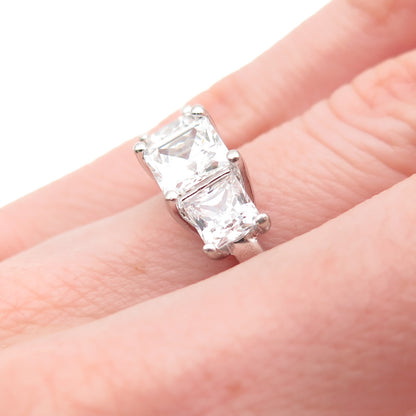 JCM Jacmel Mauritius 925 Sterling Silver Princess-Cut C Z Engagement Ring Size 5