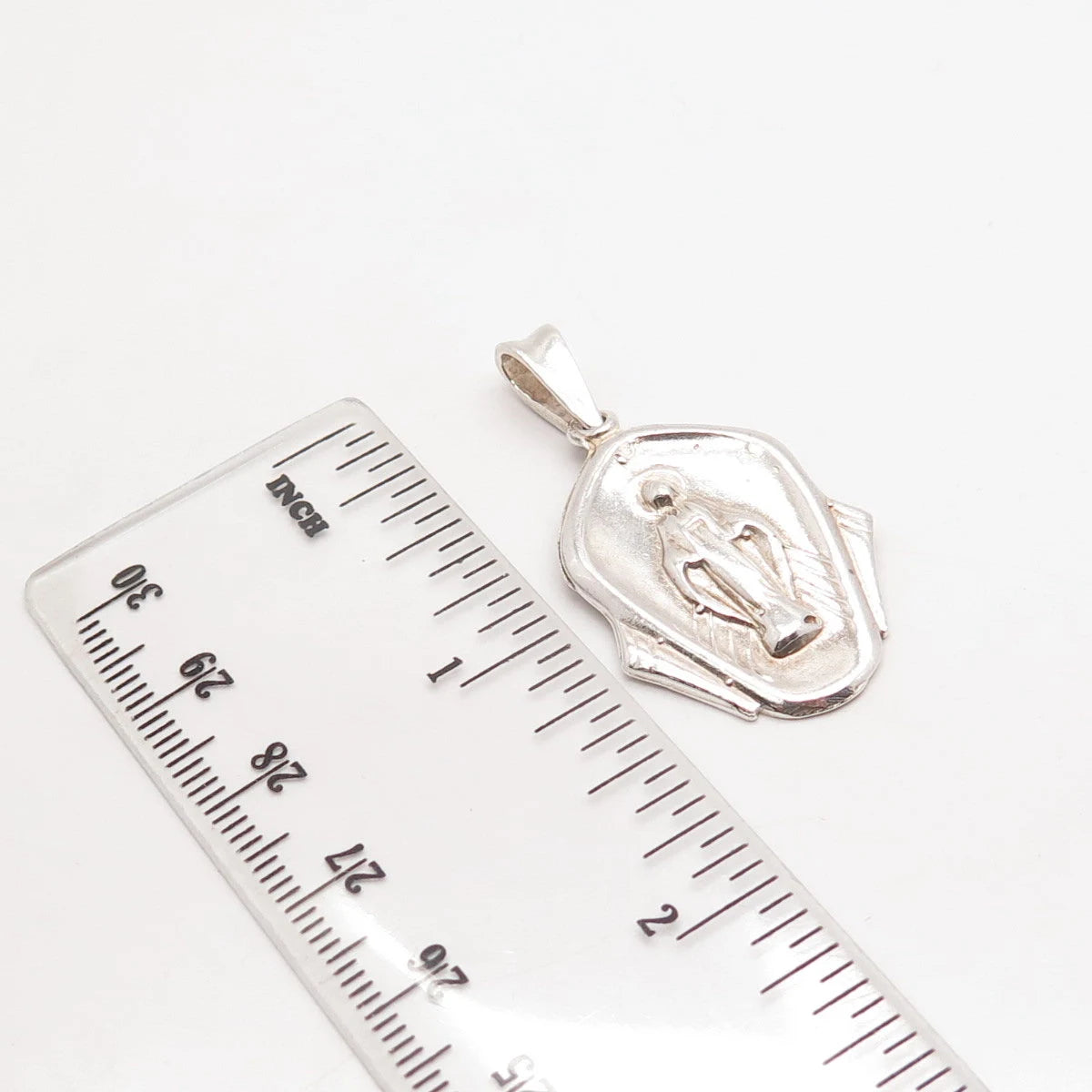 925 Sterling Silver Vintage Theda Virgin Mary Religious Pendant