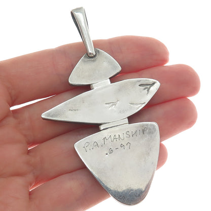 PETER A. MANSHIP 925 Sterling Silver Vintage 1997 Multi-Gem Modernist Pendant