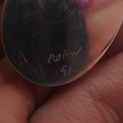 NOKU Sterling Silver 14K Gold Posts Vintage 1991 Real MOP Modernist Earrings