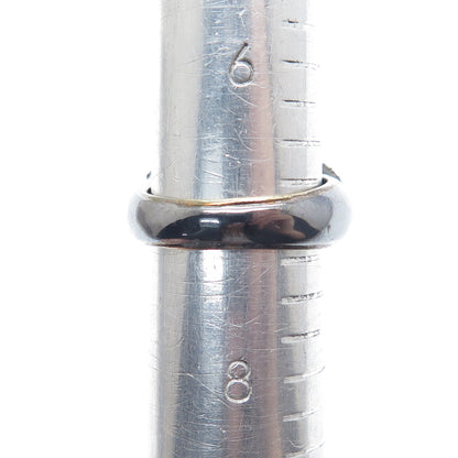 925 Sterling Silver Black Rhodium 2-Tone Real Diamond Twisted Ring Size 7.25