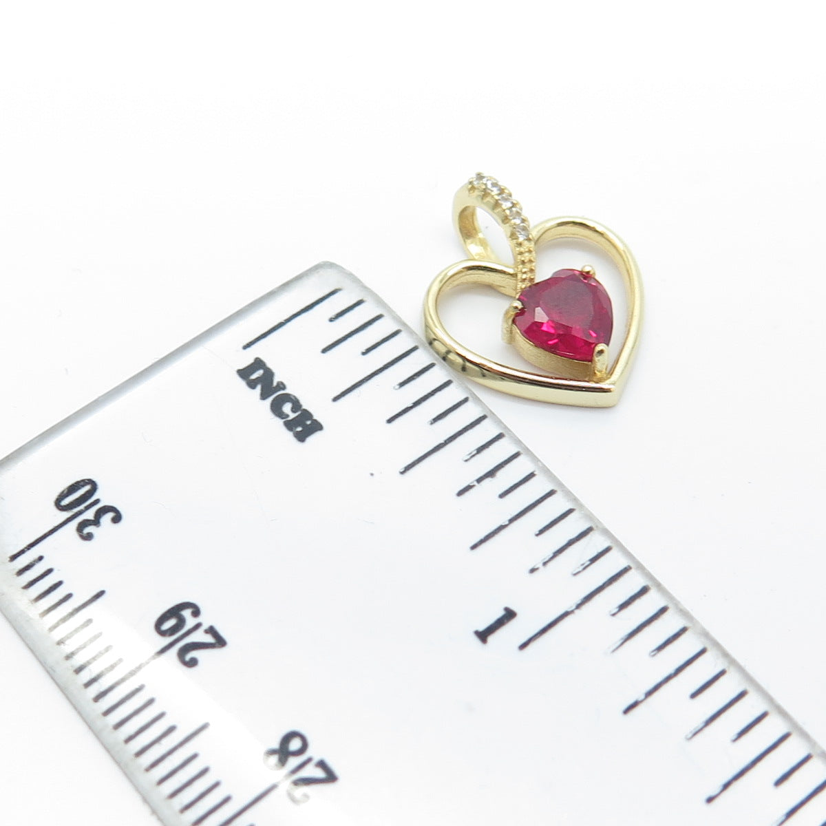 HAN 925 Sterling Silver Gold Plated White & Pink C Z Heart Pendant