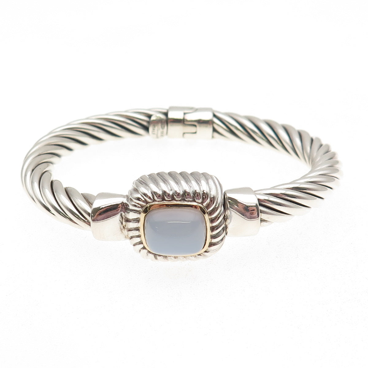 FLLI MENEGATTI Sterling Silver 18K Gold Vintage Italy Chalcedony Bracelet 6.5"
