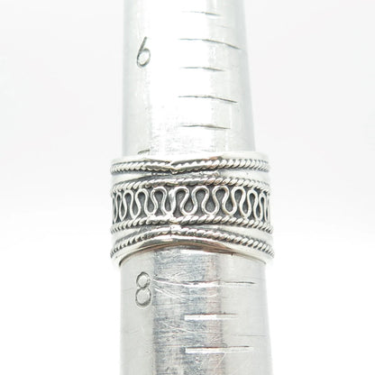 925 Sterling Silver Vintage Eternal Curve Wide Ring Size 7.75