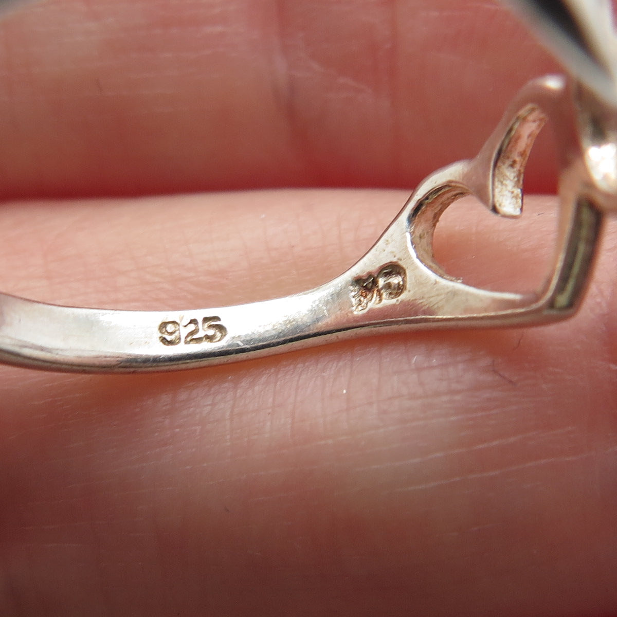 CHARLES WINSTON 925 Sterling Silver Vintage Couple of Hearts Ring Size 8.75