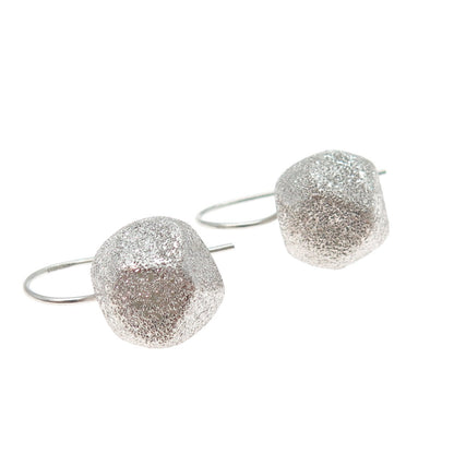 925 Sterling Silver Vintage Italy Modernist Textured Drop Bead Earrings