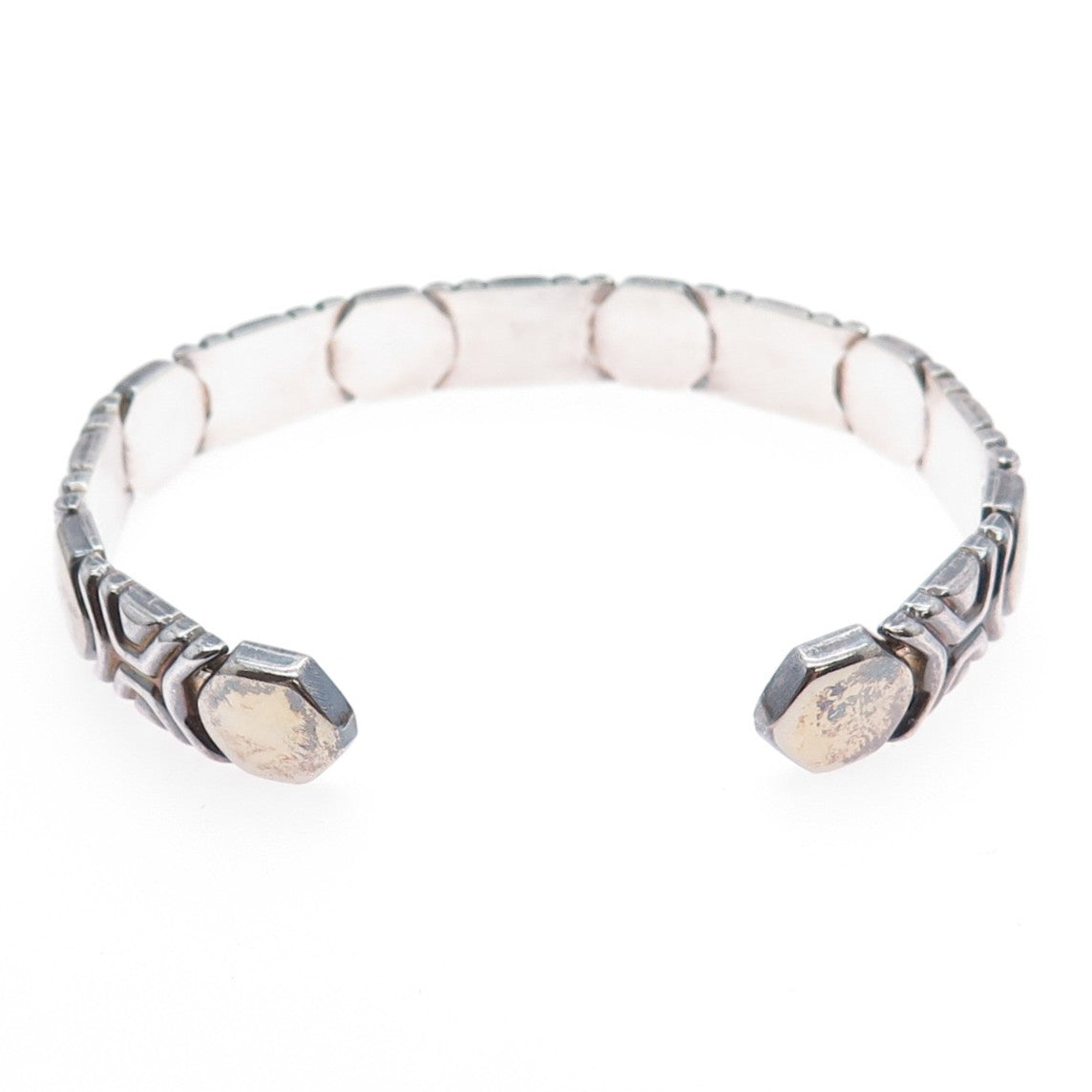 925 Sterling Silver Vintage PR Italy Modernist Oxidized Adjustable Bracelet 8"