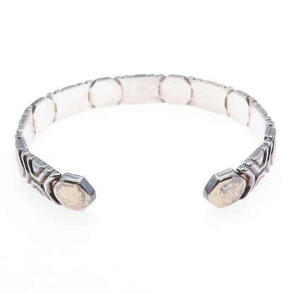925 Sterling Silver Vintage PR Italy Modernist Oxidized Adjustable Bracelet 8"
