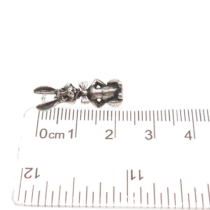925 Sterling Silver Antique Art Deco Rabbit Movable Mini 3D Charm Pendant