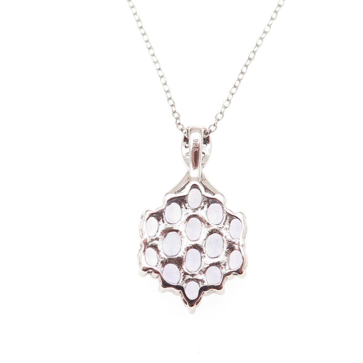 925 Sterling Silver Real Tanzanite & White Topaz Cable Chain Necklace 18"