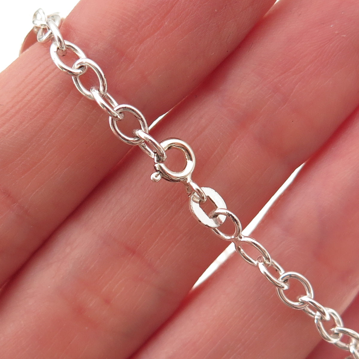 925 Sterling Silver Real Pearl Dangle Disc Charm Cable Link Bracelet 7"