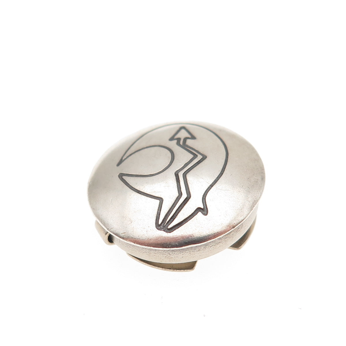 Old Pawn 925 Sterling Silver Vintage Southwestern Native Bear Tribal Clip Button