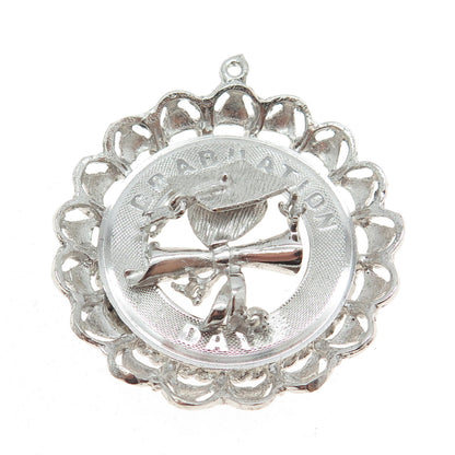 925 Sterling Silver Vintage "Graduation Day" Cap & Diploma Pendant