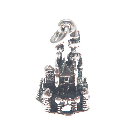 WALT DISNEY 925 Sterling Silver Vintage Cinderella Castle Mini 3D Charm Pendant